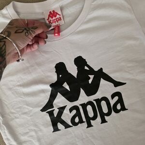 Kappa White Tee with Black Logo Graphic